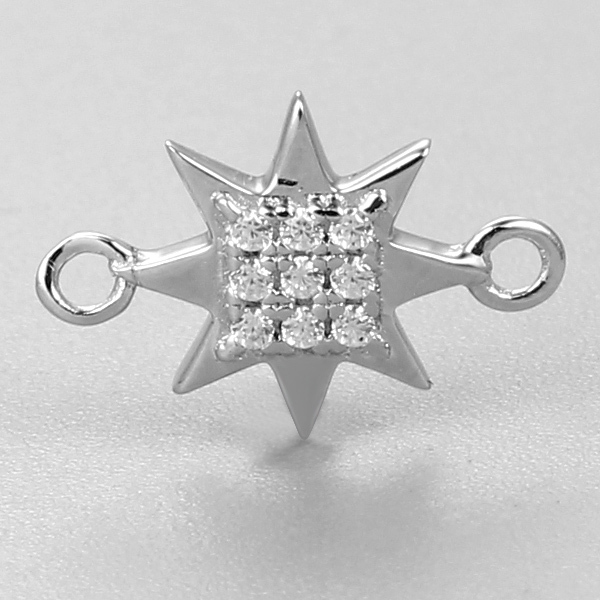 925 Sterling Silver Star With Zircons Charms