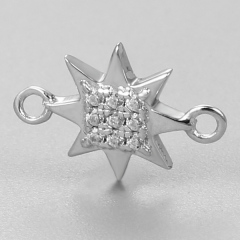 925 Sterling Silver Star With Zircons Charms