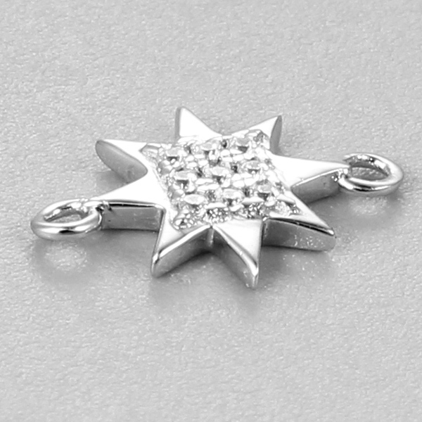 925 Sterling Silver Star With Zircons Charms