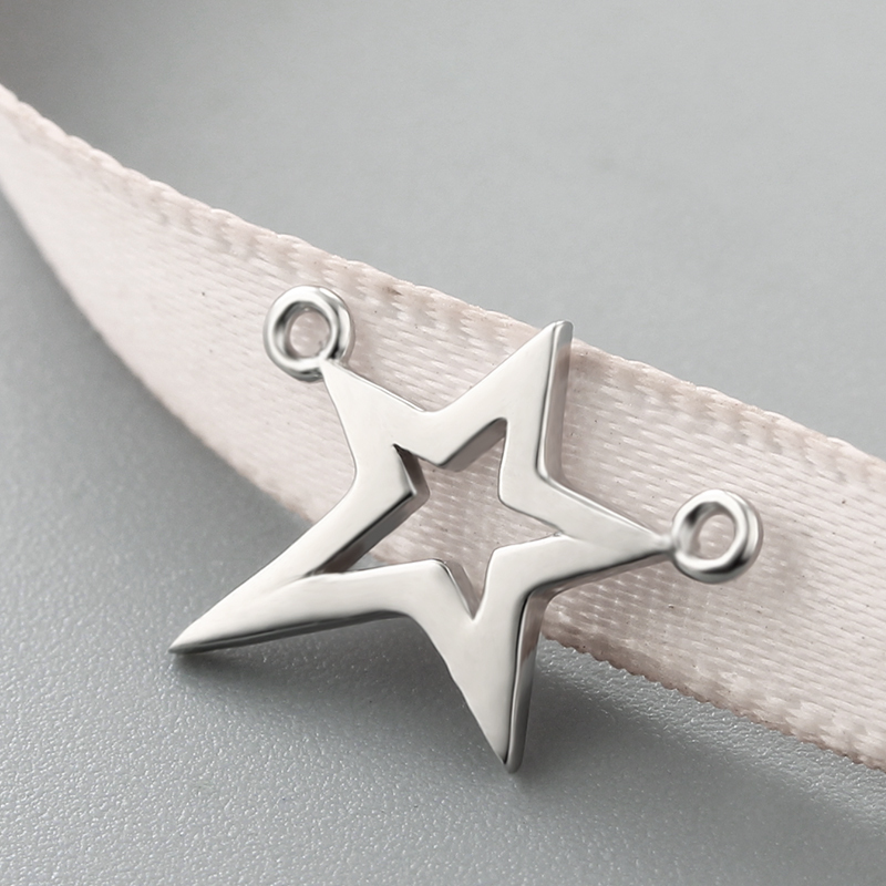 925 Sterling Silver Star Connector Charms
