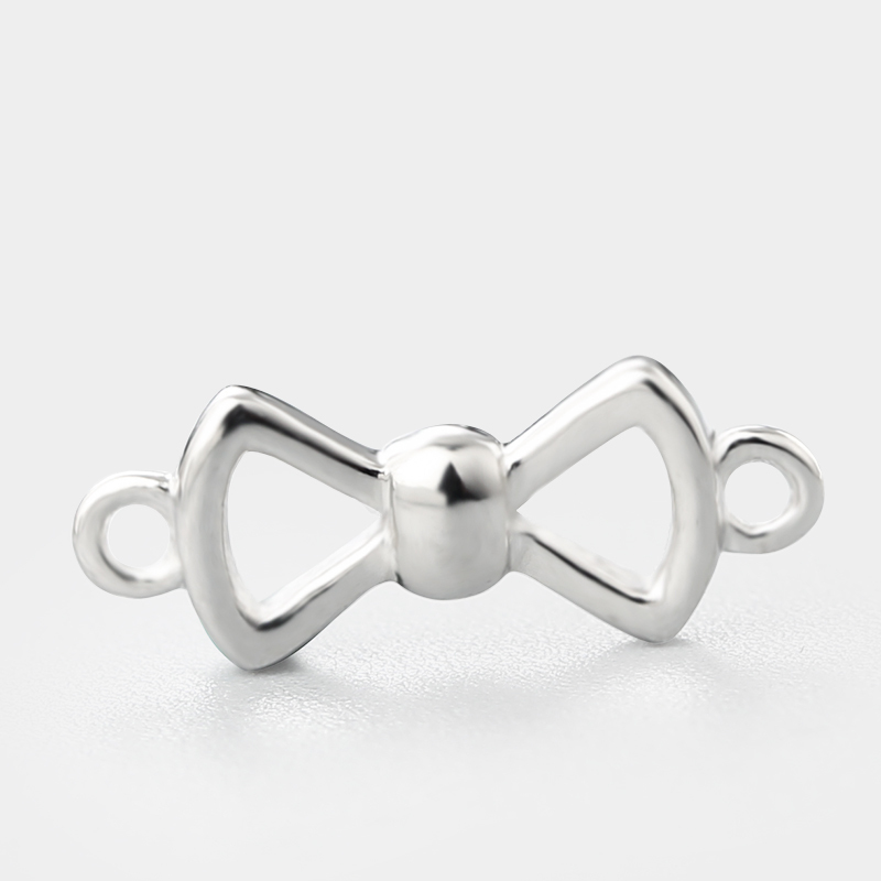 925 Sterling Silver Simple Bowknot Connector Charms
