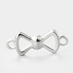 925 Sterling Silver Simple Bowknot Connector Charms