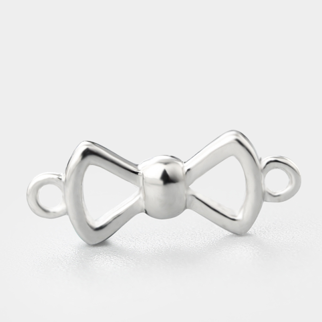 925 Sterling Silver Simple Bowknot Connector Charms