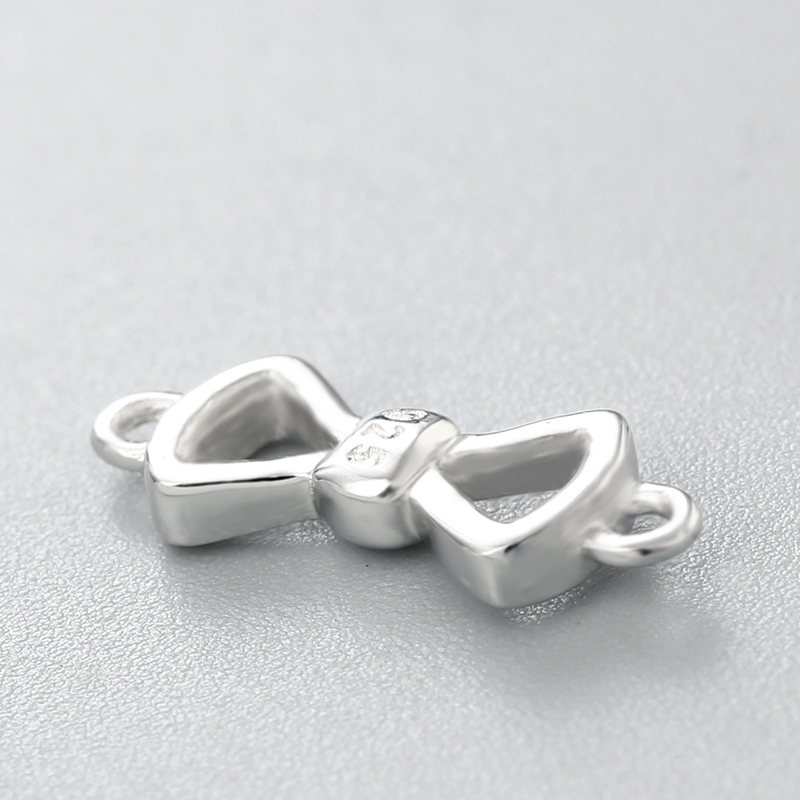 925 Sterling Silver Simple Bowknot Connector Charms