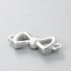 925 Sterling Silver Simple Bowknot Connector Charms
