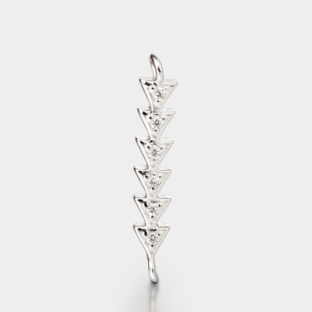 925 Sterling Silver CZ Stone Triangle String Connector Charms