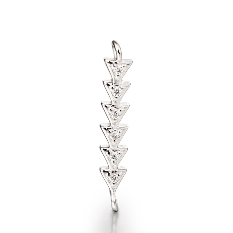 925 Sterling Silver CZ Stone Triangle String Connector Charms