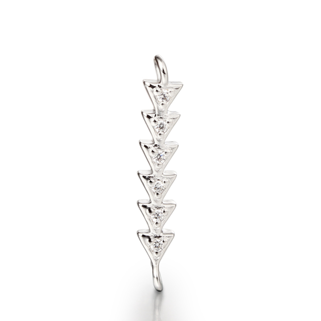 925 Sterling Silver CZ Stone Triangle String Connector Charms