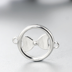 925 Sterling Silver Circle With Bowknot Connector Charms