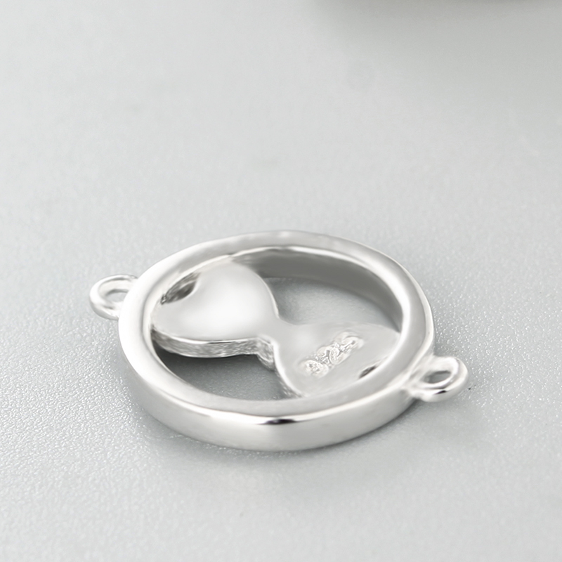 925 Sterling Silver Circle With Bowknot Connector Charms