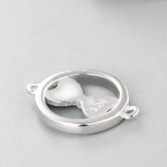 925 Sterling Silver Circle With Bowknot Connector Charms
