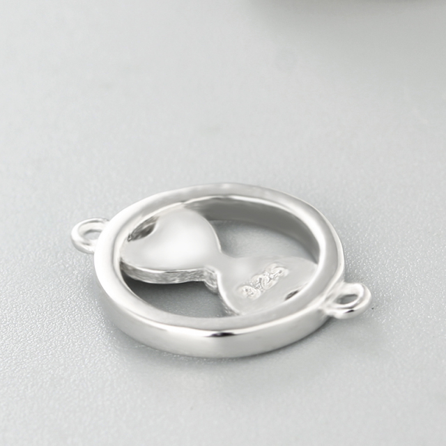 925 Sterling Silver Circle With Bowknot Connector Charms