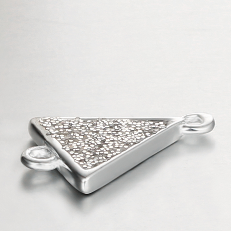 925 Sterling Silver Glitter Triangle Connector Charms