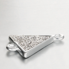 925 Sterling Silver Glitter Triangle Connector Charms