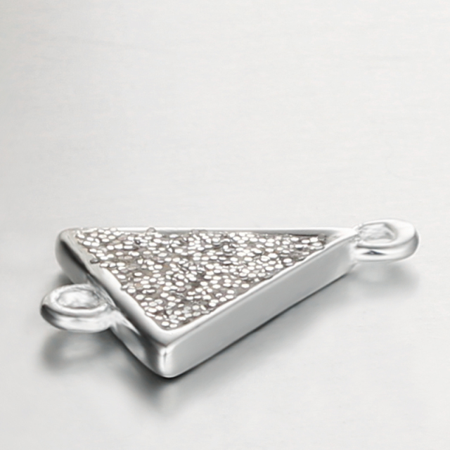 925 Sterling Silver Glitter Triangle Connector Charms