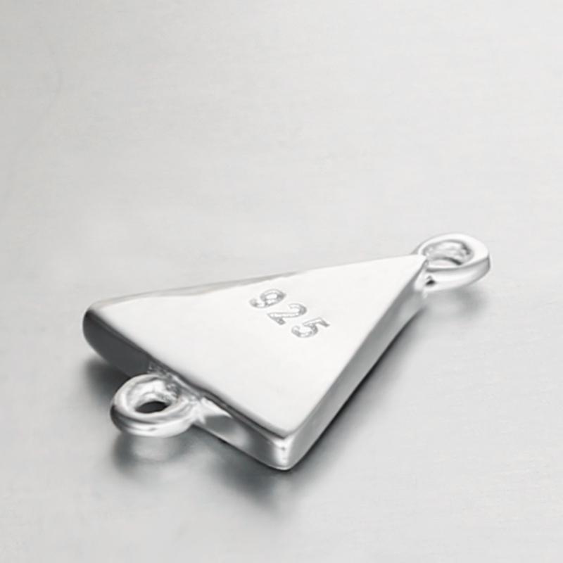 925 Sterling Silver Glitter Triangle Connector Charms