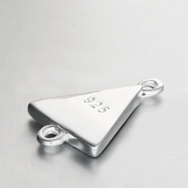 925 Sterling Silver Glitter Triangle Connector Charms