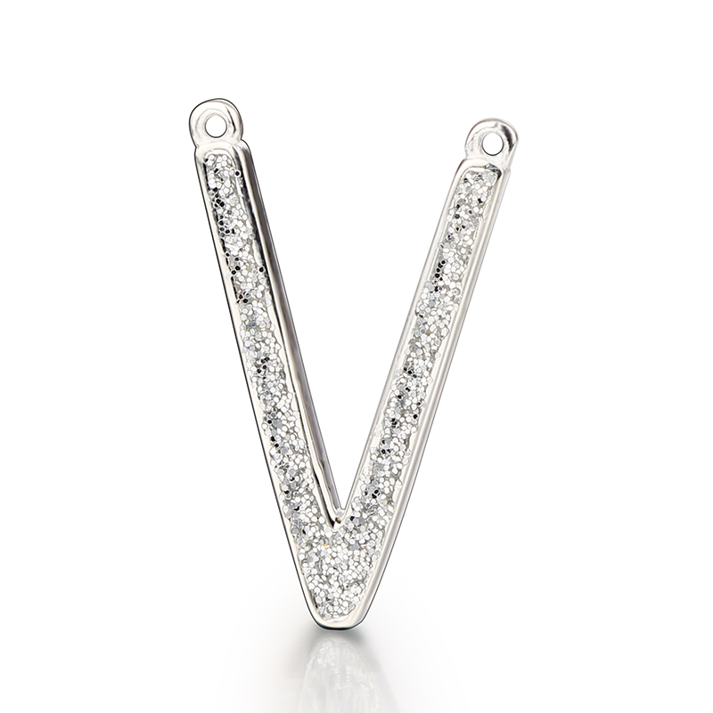 925 Sterling Silver Giltter V Connector Charms