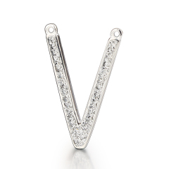 925 Sterling Silver Giltter V Connector Charms