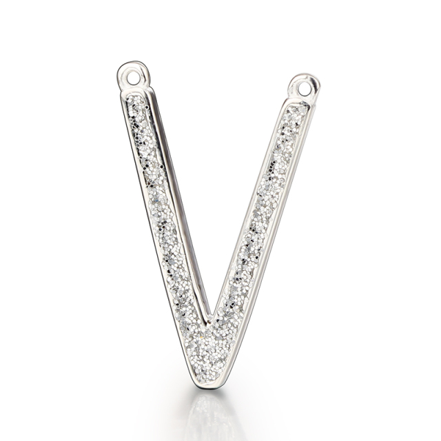 925 Sterling Silver Giltter V Connector Charms