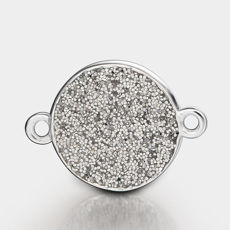 925 Sterling Silver Gillter Round Connector Charms