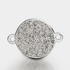 925 Sterling Silver Gillter Round Connector Charms