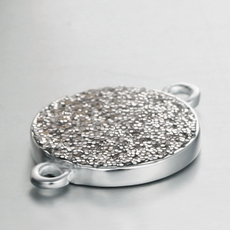 925 Sterling Silver Gillter Round Connector Charms