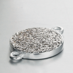 925 Sterling Silver Gillter Round Connector Charms