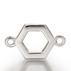 925 Sterling Silver Hollow Hexagon Connector Charms