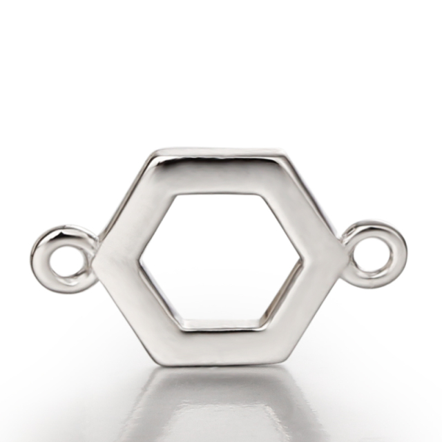 925 Sterling Silver Hollow Hexagon Connector Charms