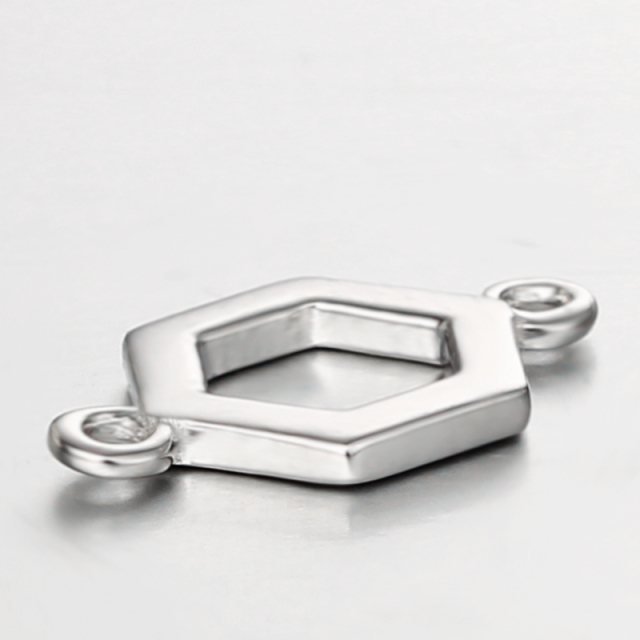 925 Sterling Silver Hollow Hexagon Connector Charms