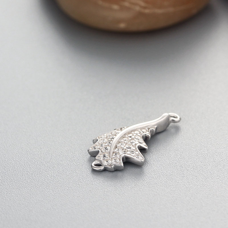 925 Sterling Silver CZ Stone Leaf Connector Charms