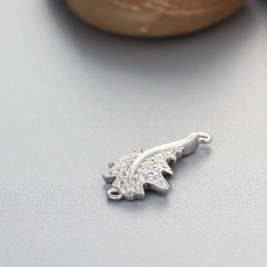 925 Sterling Silver CZ Stone Leaf Connector Charms