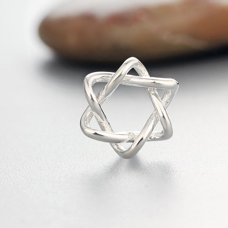 925 Silver Twist Hexagonal Star Connector Charms