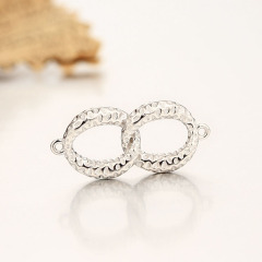 925 Sterling Silver Interlocked Rings Connector Charms