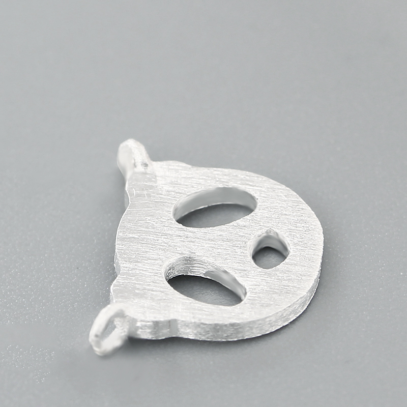 925 Sterling Silver Brushed Panda Connector Charms