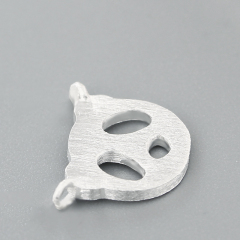 925 Sterling Silver Brushed Panda Connector Charms