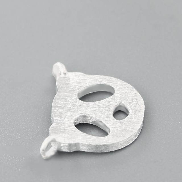 925 Sterling Silver Brushed Panda Connector Charms