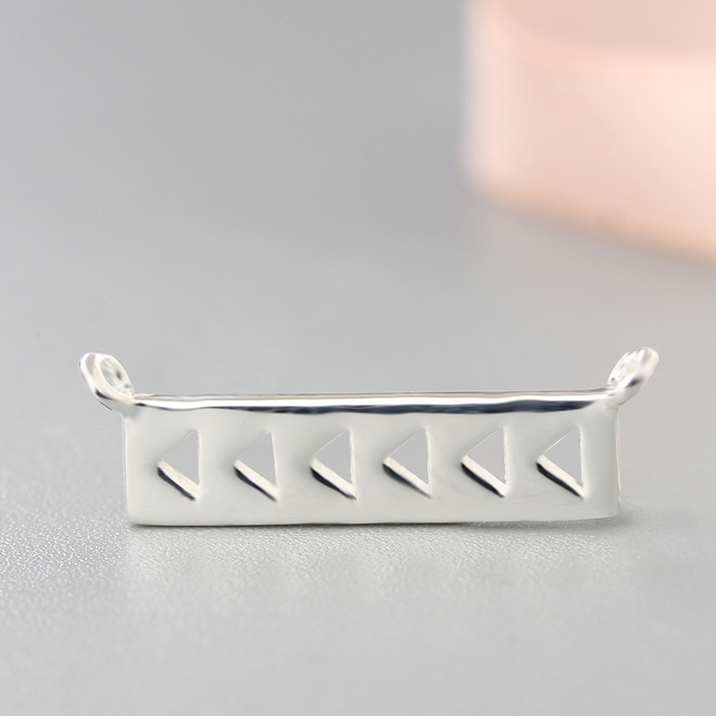 925 Sterling Silver Hollow Pattern Rectangle Connector Charms