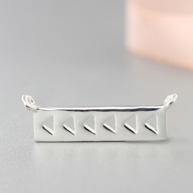 925 Sterling Silver Hollow Pattern Rectangle Connector Charms