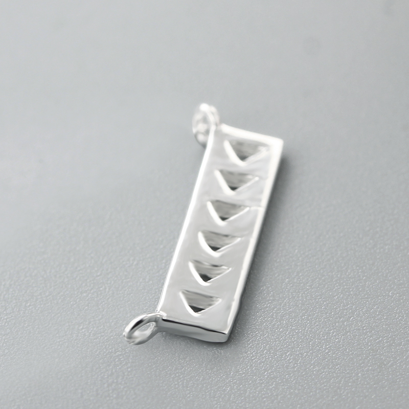 925 Sterling Silver Hollow Pattern Rectangle Connector Charms