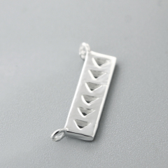 925 Sterling Silver Hollow Pattern Rectangle Connector Charms