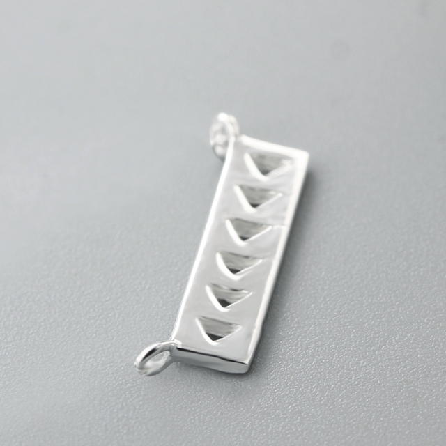 925 Sterling Silver Hollow Pattern Rectangle Connector Charms