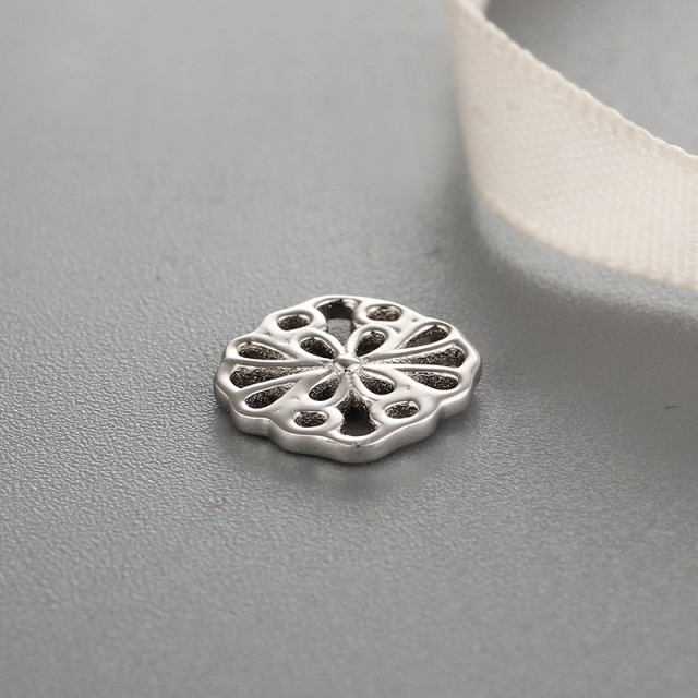 925 Sterling Silver Filigree Flower Connector Charms