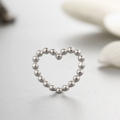 925 Sterling Silver Beaded Heart Connector Charms