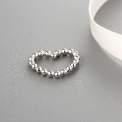 925 Sterling Silver Beaded Heart Connector Charms