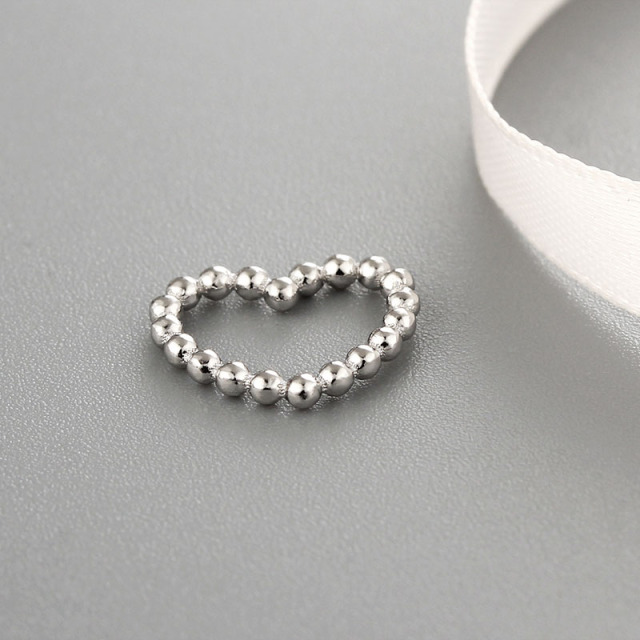 925 Sterling Silver Beaded Heart Connector Charms