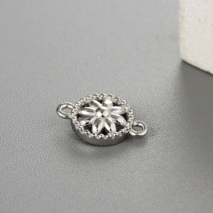 925 Sterling Silver Hollow Flower Round Connector Charms