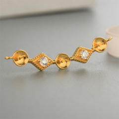 925 Sterling Silver CZ Pearl Mounting Connector Charm