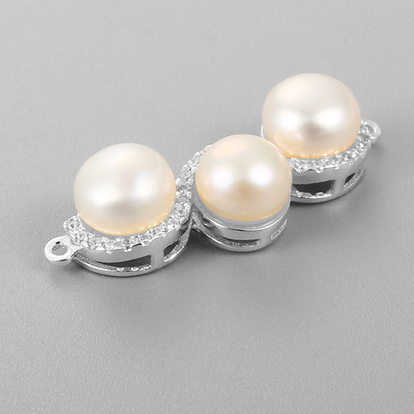 925 Sterling Silver Three Pearls Pendant
